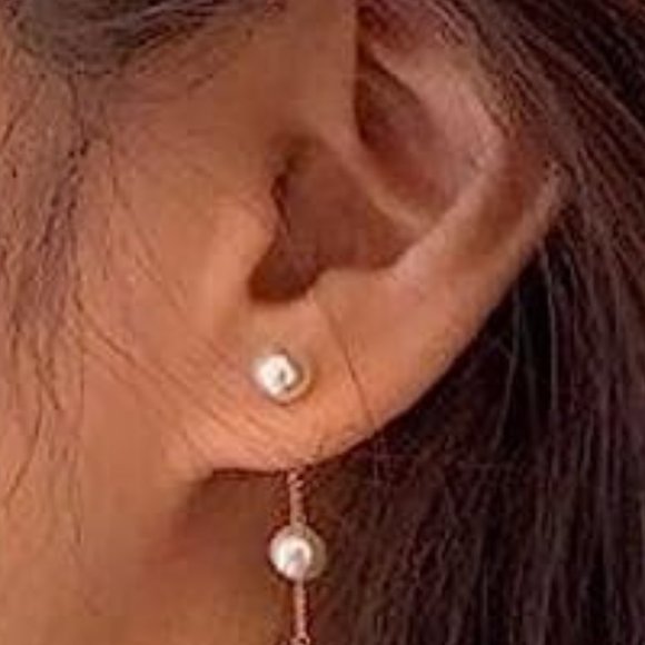 4" Long Pearl Gold Chain Earrings Bridal Bride Chains Faux Pearls Weddin… - Picture 4 of 5